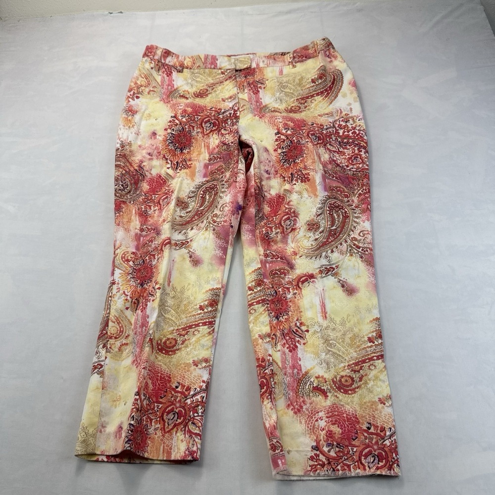 Chico's Women's Approx Size 14/16 Paisley Floral Cropped Pants Capri Stretch